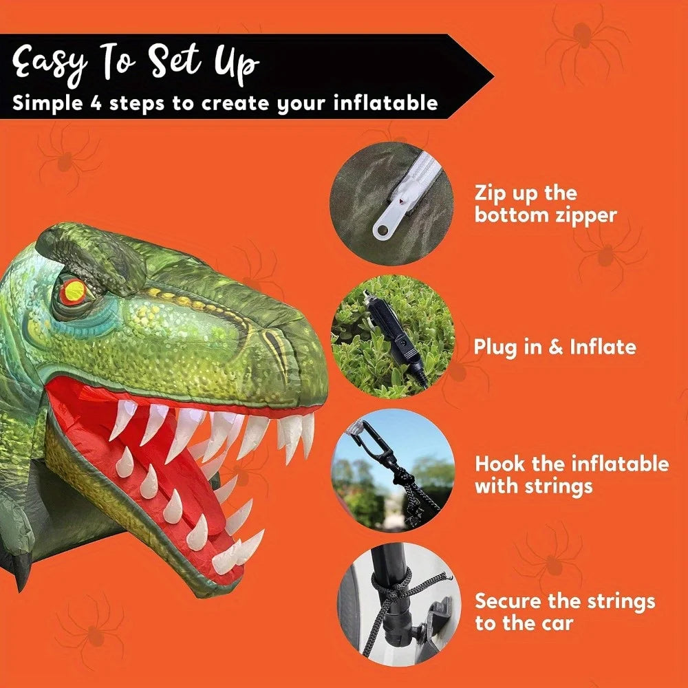 Joyfy Animated Halloween Inflatable Dinosaur With Led Yard Decor