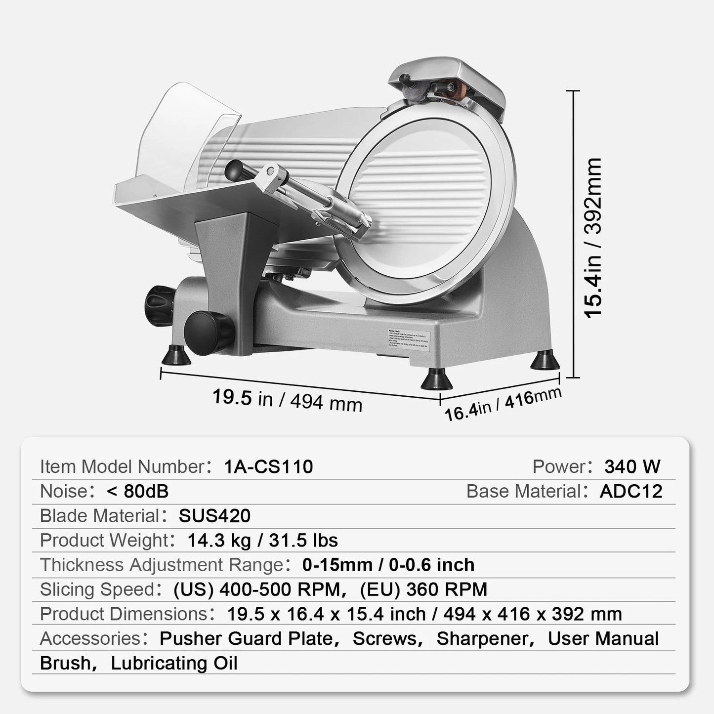 SucceBuy Meat Slicer Electric Deli Food Slicer 200W