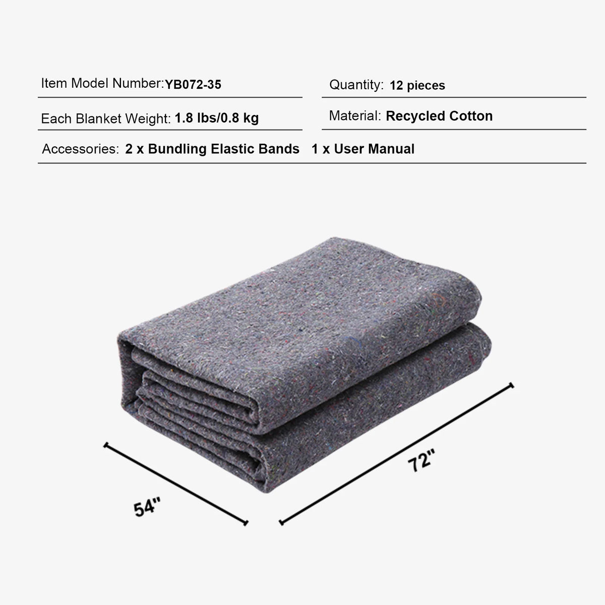 SucceBuy Heavy Duty Recycled Cotton Moving Blankets for Furniture Protection