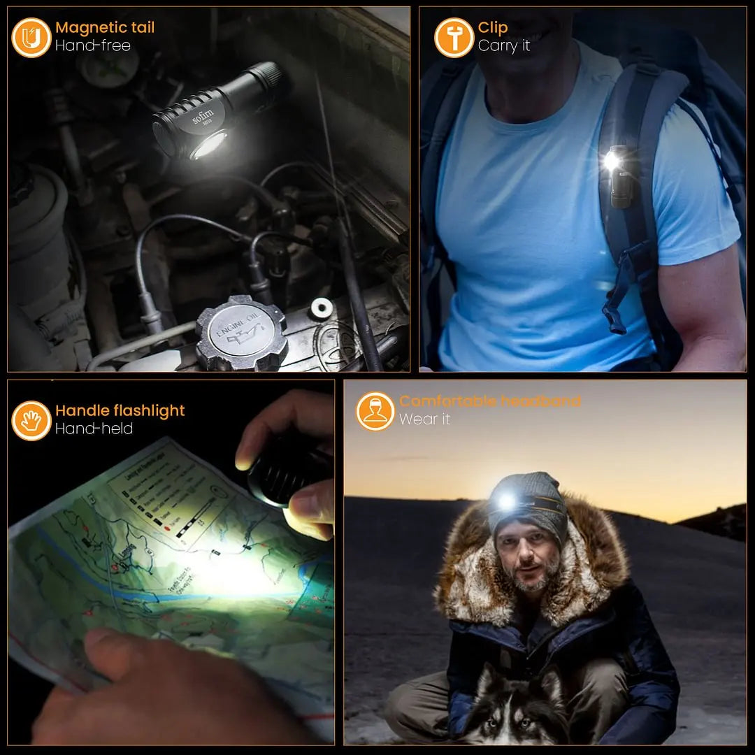 Sofirn HS10 Headlamp 1100lm USB C Rechargeable TIR Optics Magnet
