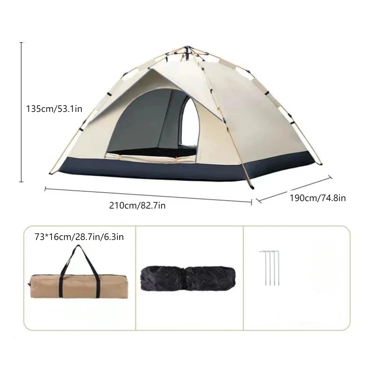 Pakicetus Outdoor Automatic Opening Tent Rainproof And Sunproof Two Doors