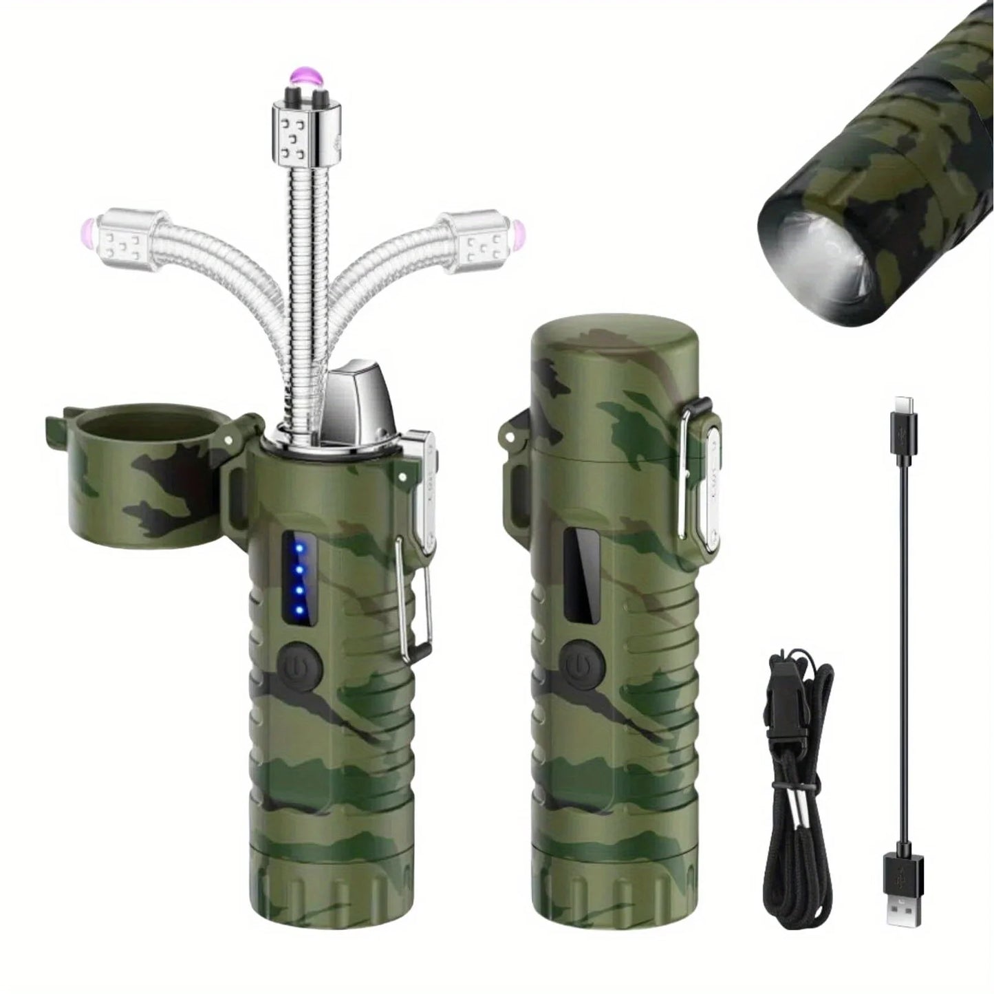 Outdoor Camping Pulse Plasma Arc Lighter Telescopic Rotatable 360 Degree