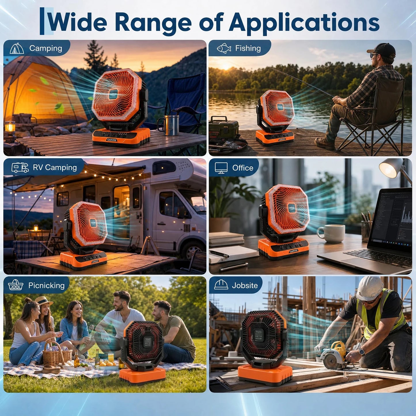 HiMISS Portable Camping Fan 40000mAh Rechargeable Remote Timer 5 Speeds