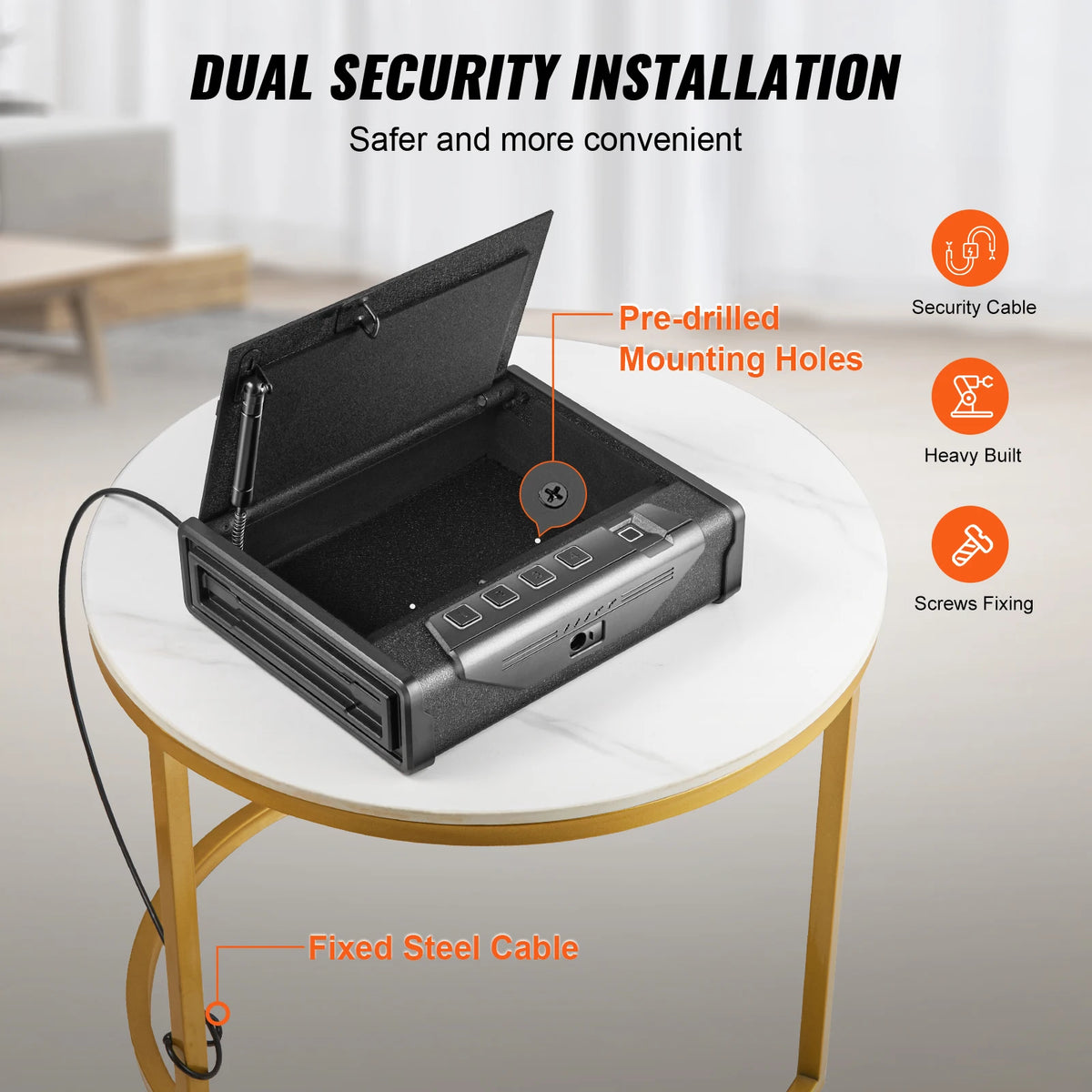 VEVOR Quick Access Pistol Safe Steel Firearm Lockbox For Home