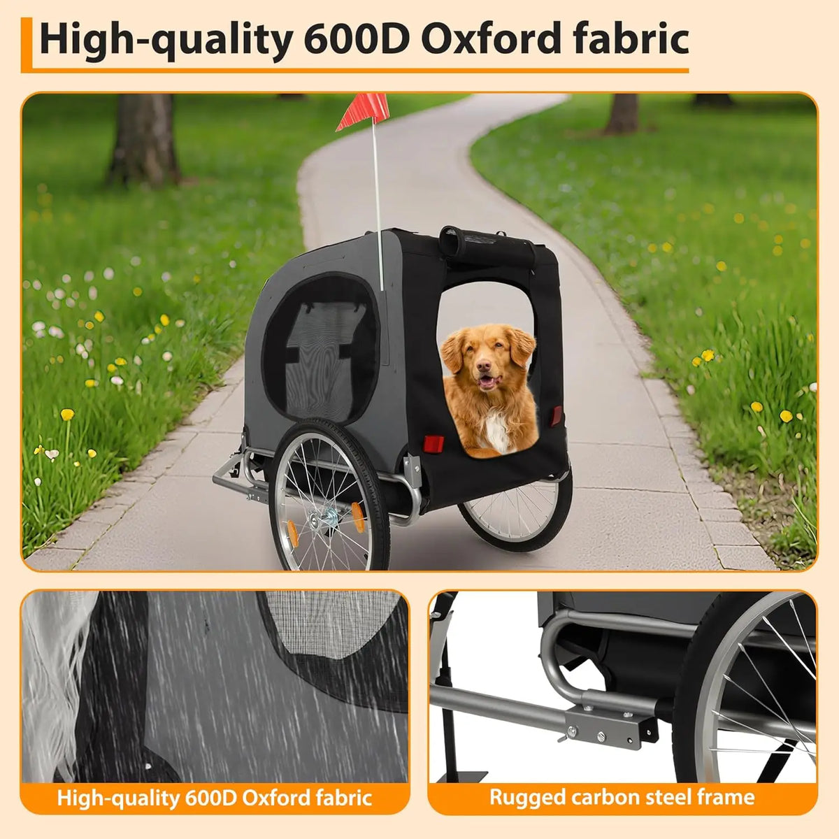 HiMiss Collapsible Dog Bike Trailer And Jogging Stroller