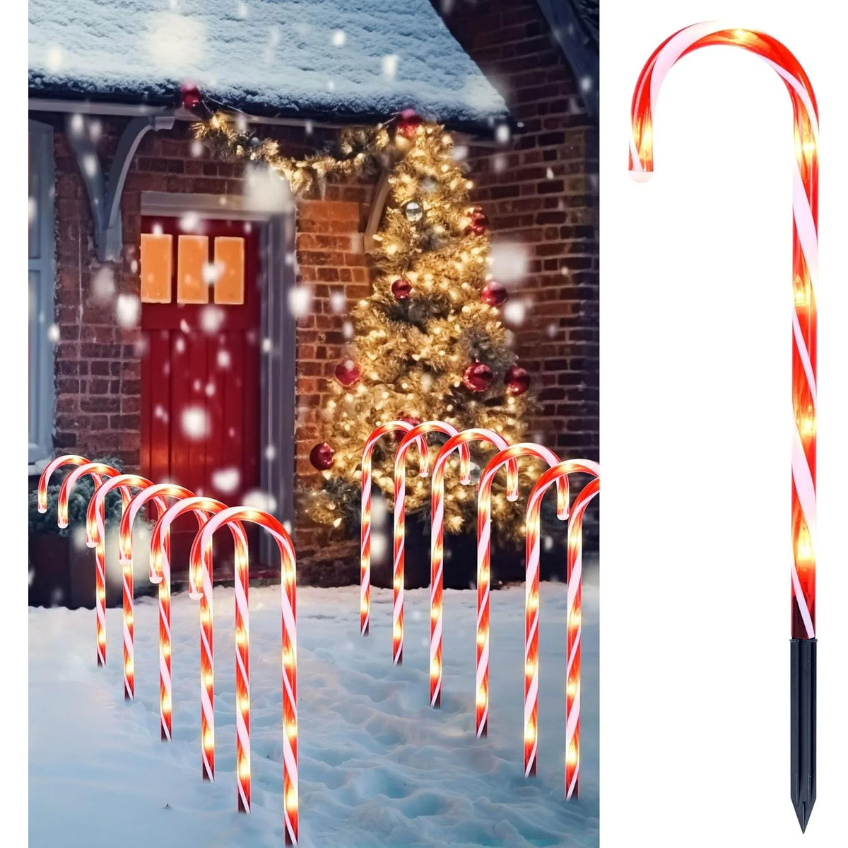 Joyfy Outdoor Christmas Candy Cane Pathway Garden Lights