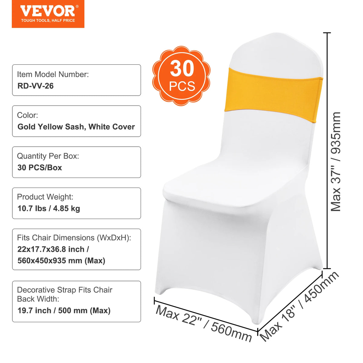 SucceBuy Stretch Spandex Folding Chair Covers With Removable Sashes