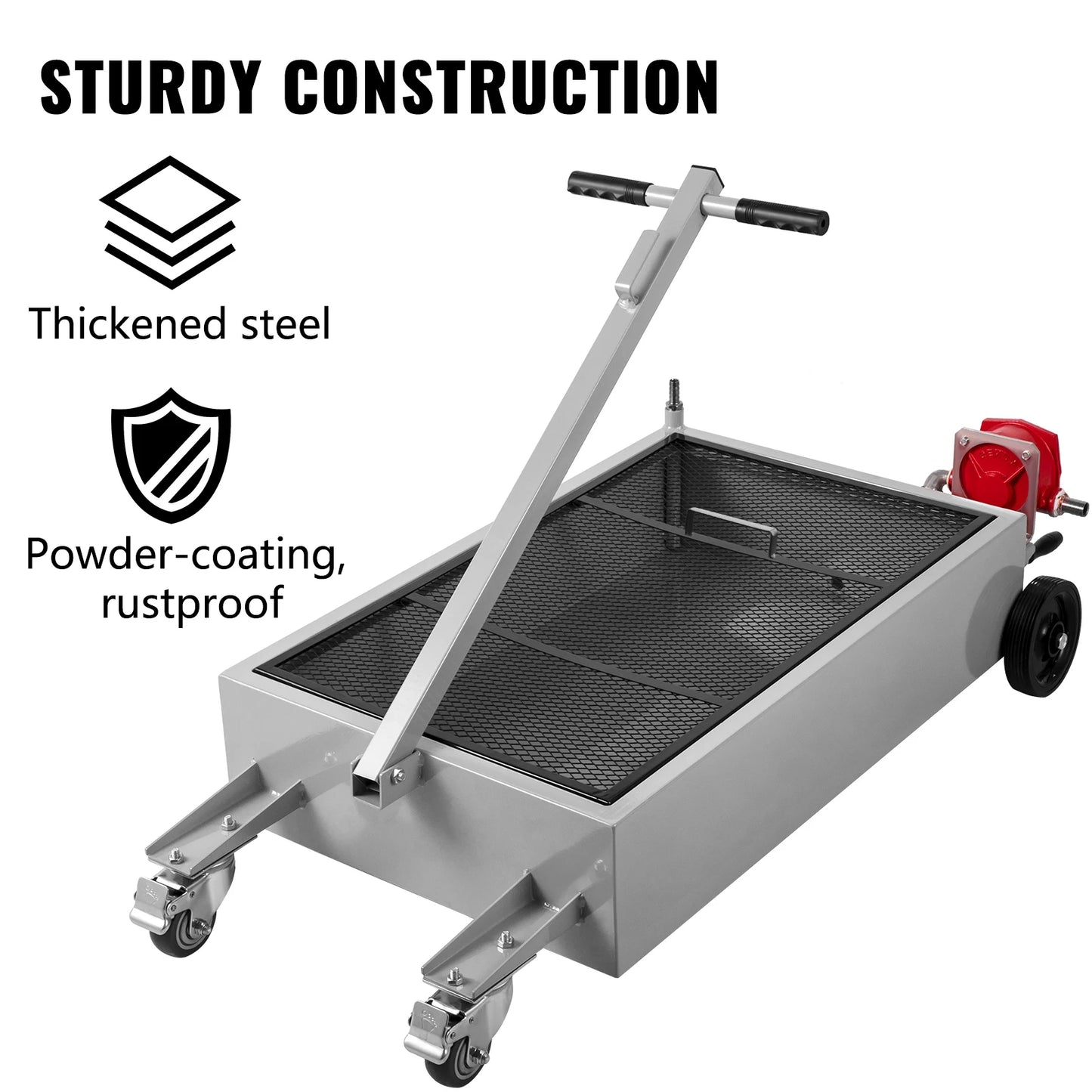 SucceBuy Low Profile Oil Drain Pan Foldable Handle And Casters