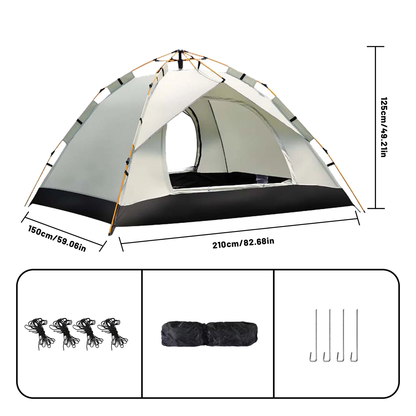 Small Silver Compact Auto-Tent - Quick 60-Second Setup Sunshade for 3-4 People, All-Weather & Portable