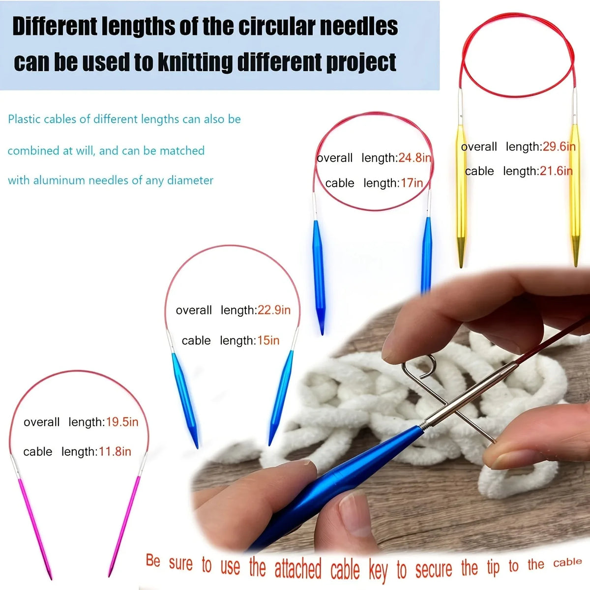Interchangeable Circular Knitting Needles Set With Cables And Case