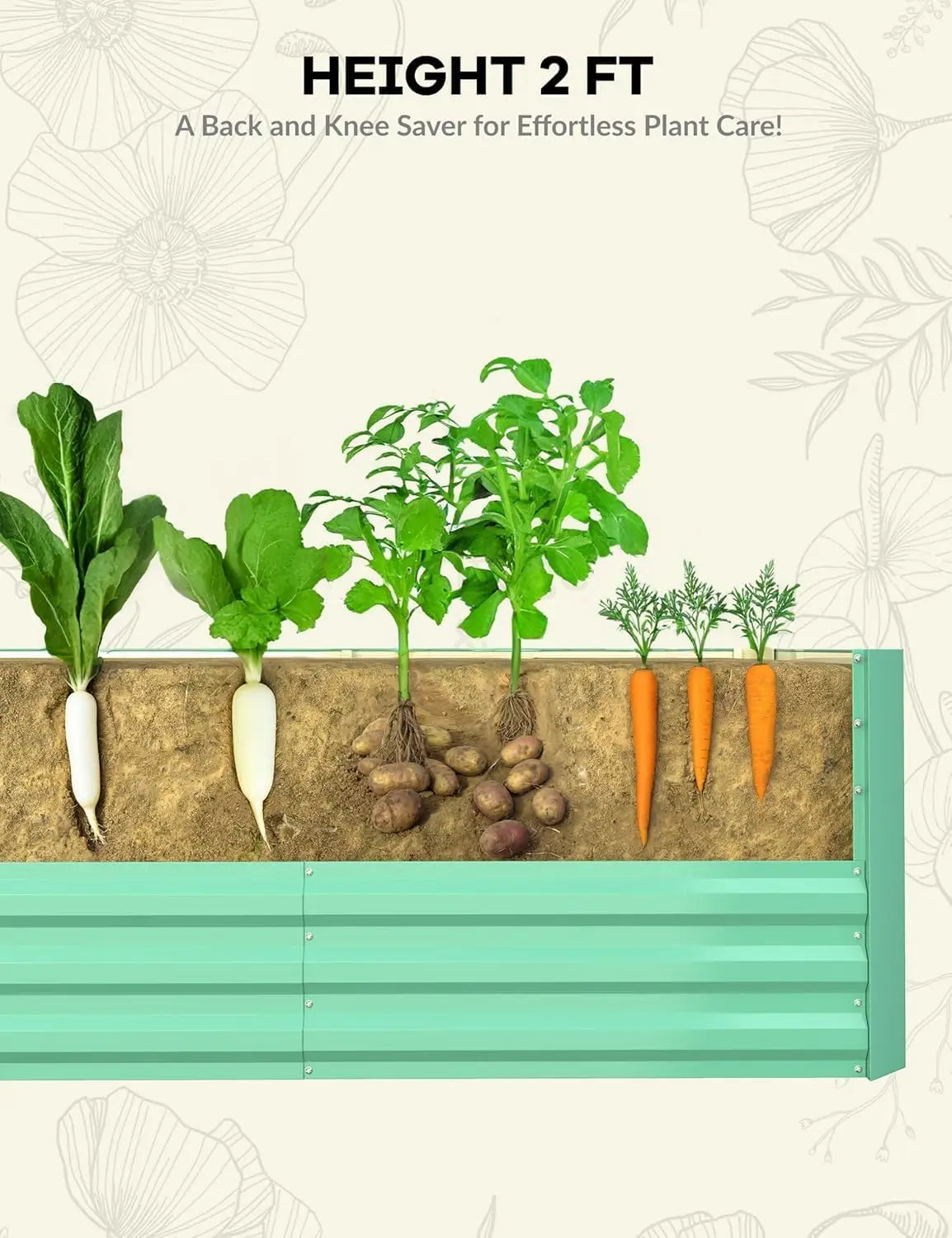 HiMISS Heavy Duty Galvanized Raised Garden Bed Planter