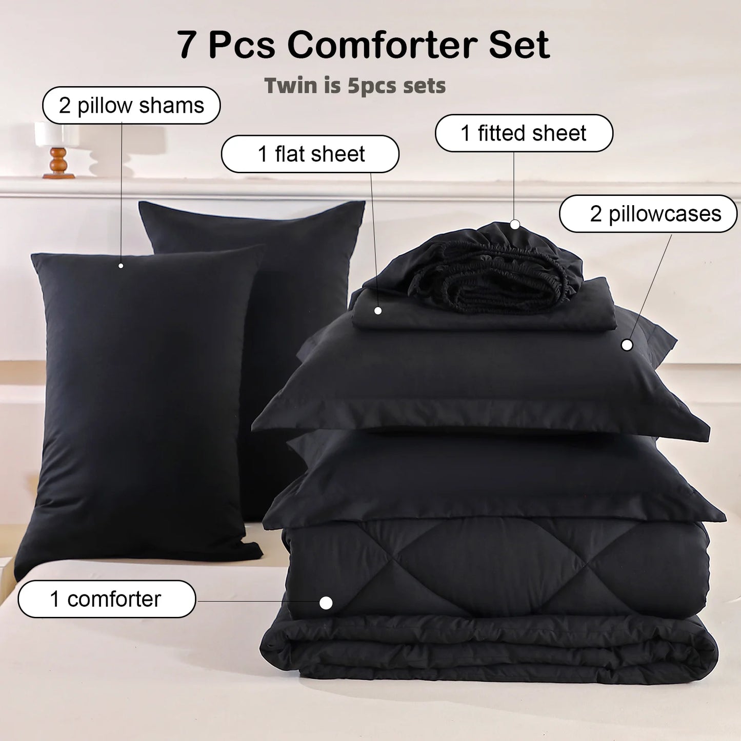 EasYum Seven Piece Bedding Set Includes Comforter And Sheets