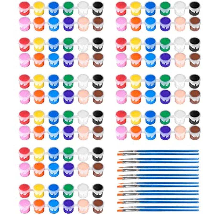 5 Pack Mini Acrylic Paint Set, 12 Colors Acrylic Paints Strips for Adults Craft Paint, 70 PCS Painting Kit Container Strips Sto