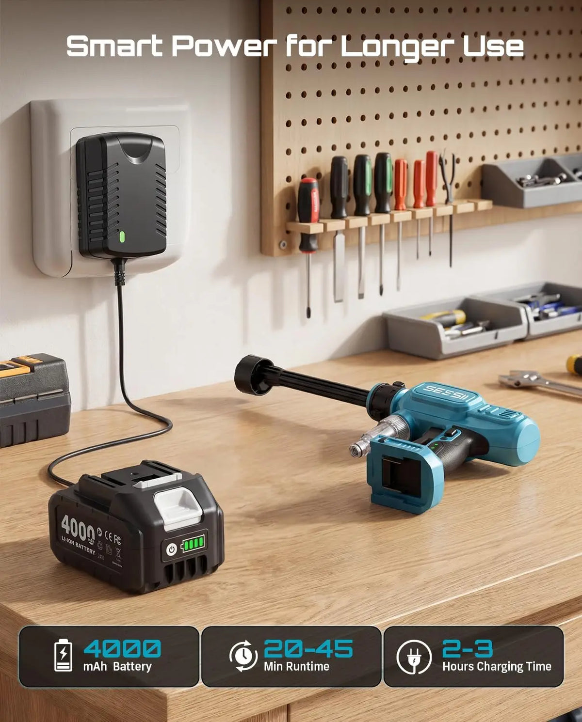 SEESII Cordless High Pressure Washer Gun With Multifunction Nozzle
