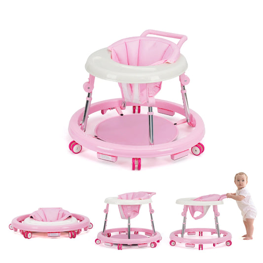 Foldable Baby Walker With Adjustable Height And Activity Tray