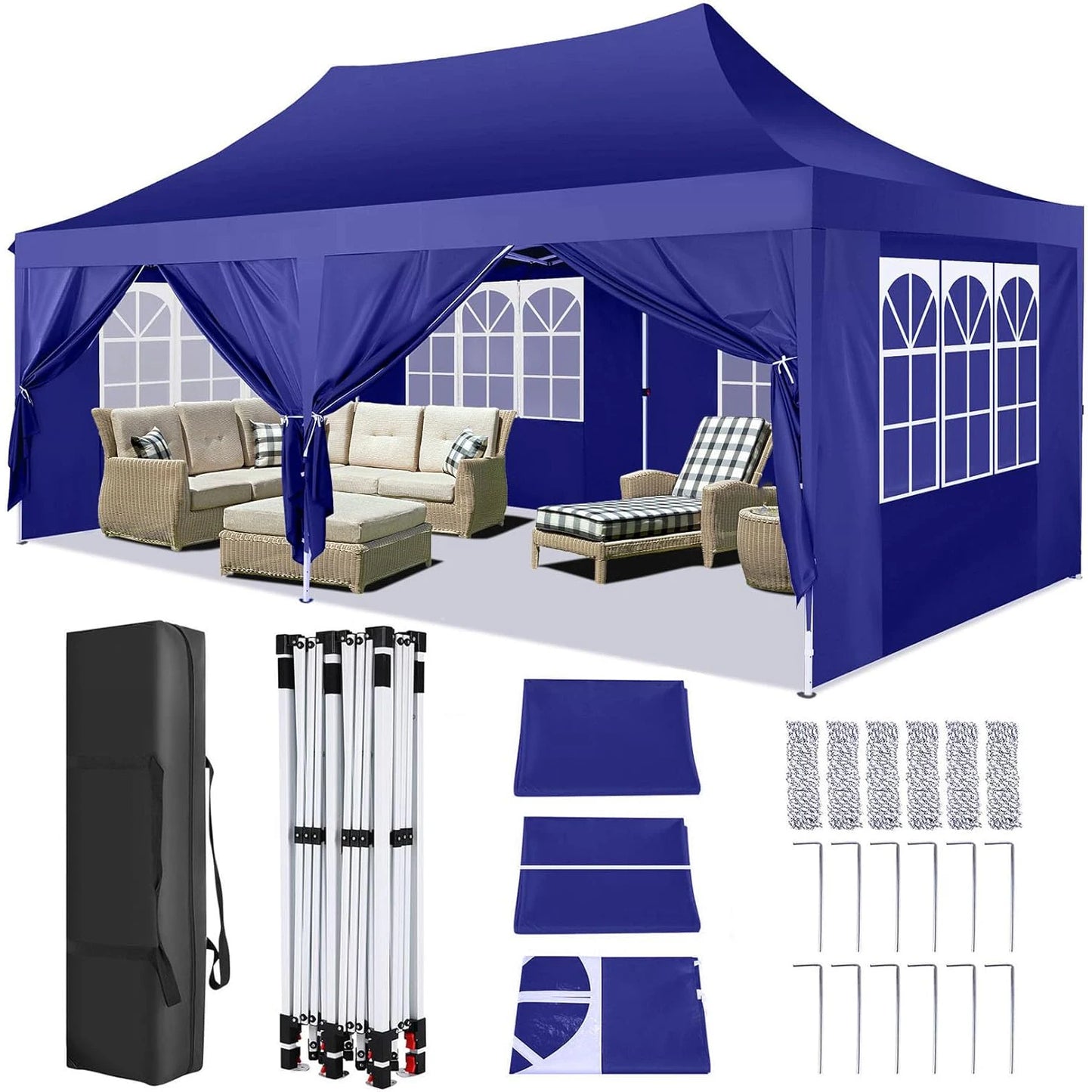 COBIZI Pop Up Canopy Gazebo With Six Sidewalls For Outdoor Events