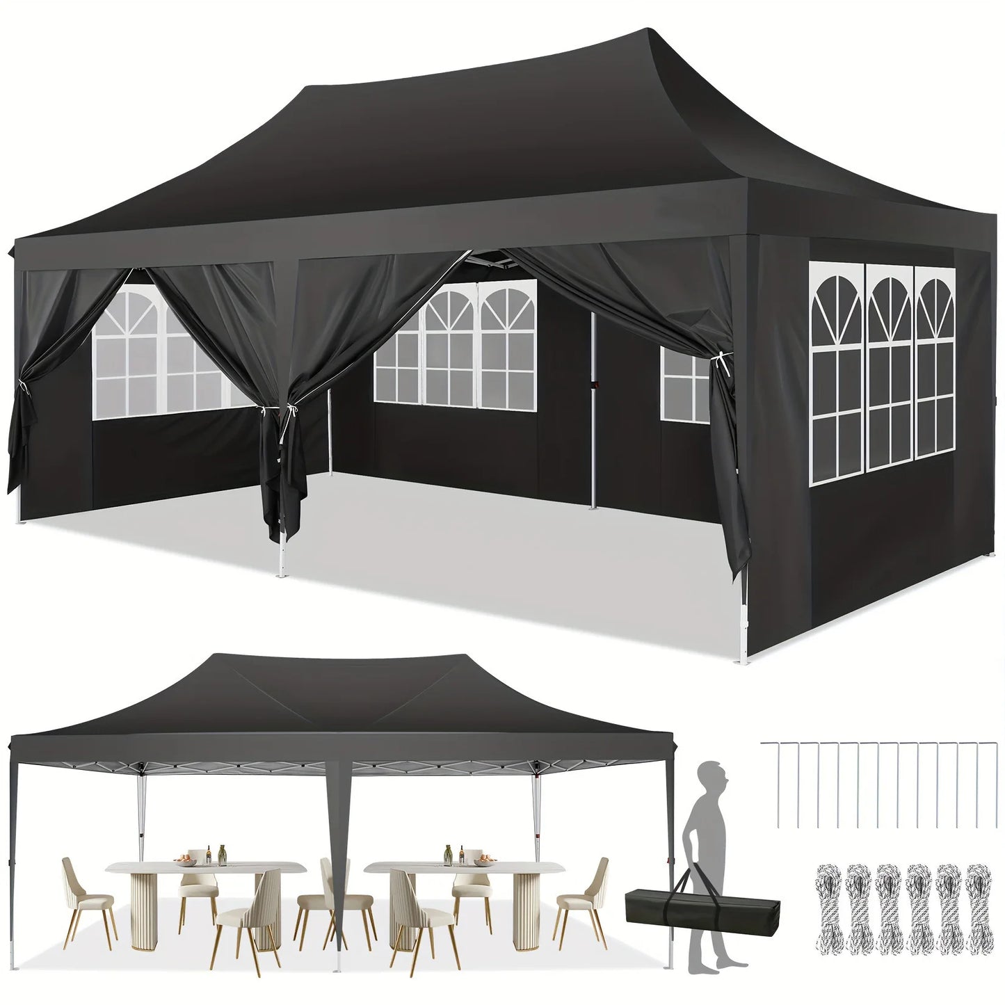 COBIZI Pop Up Canopy Gazebo With Six Sidewalls For Outdoor Events