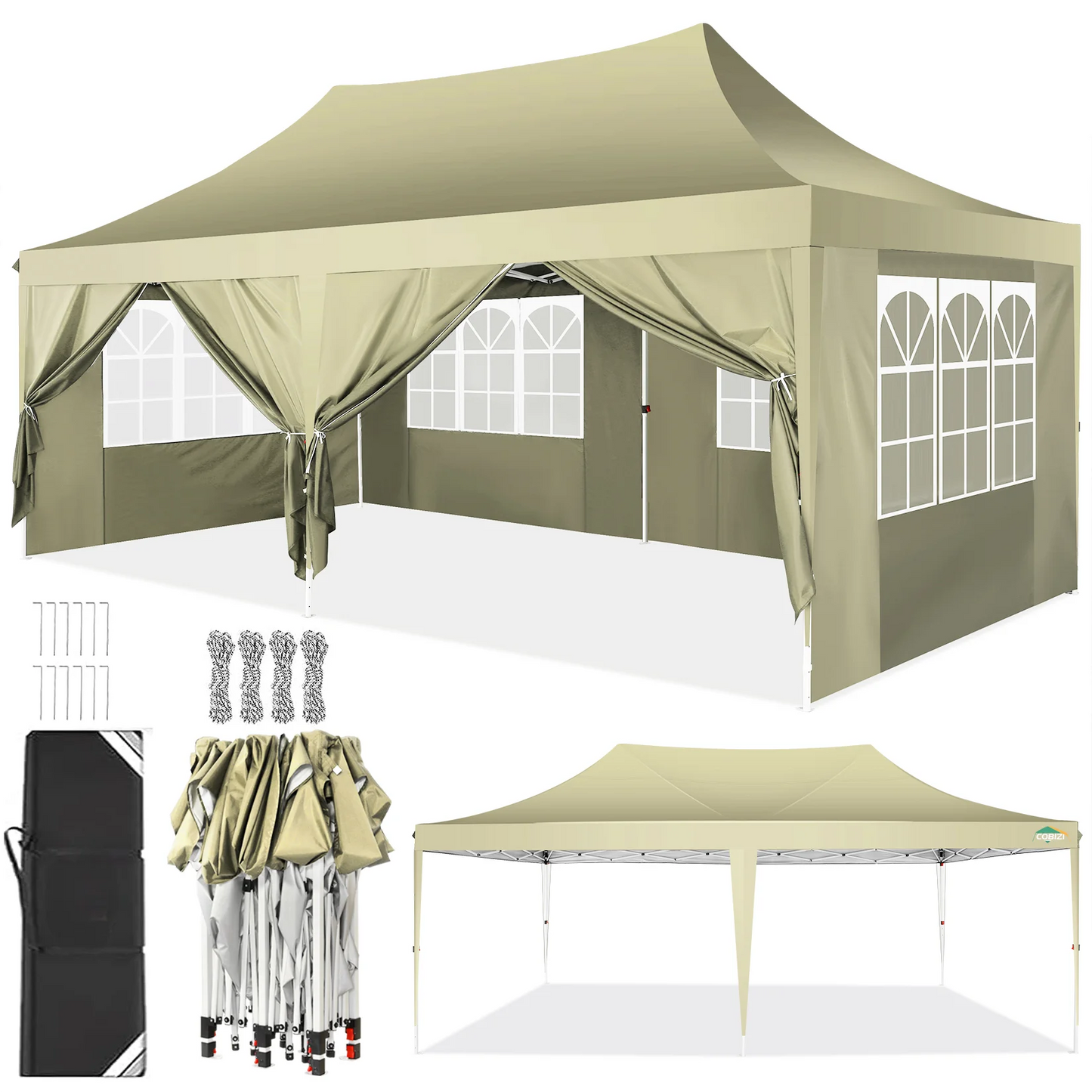 COBIZI Pop Up Canopy Gazebo With Six Sidewalls For Outdoor Events