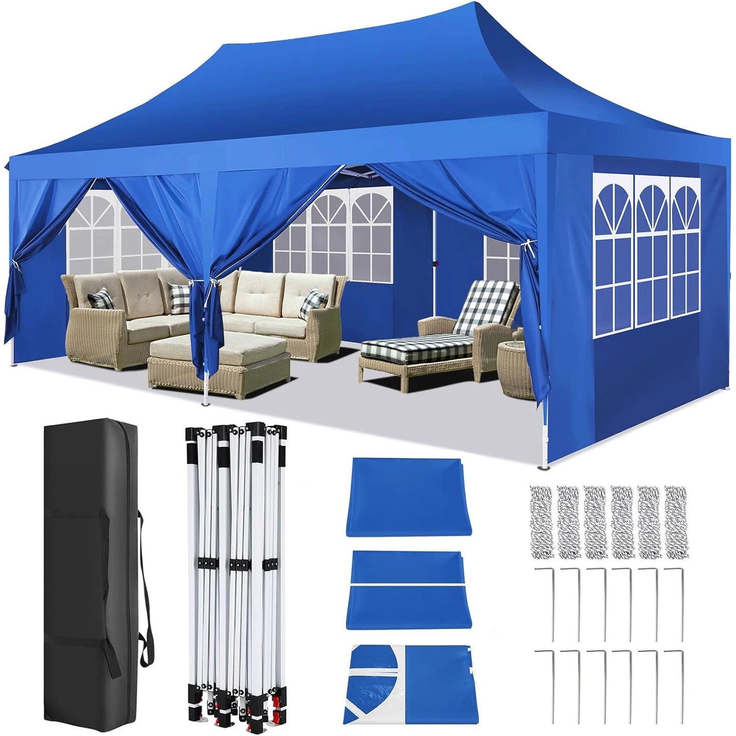 COBIZI Pop Up Canopy Gazebo With Six Sidewalls For Outdoor Events