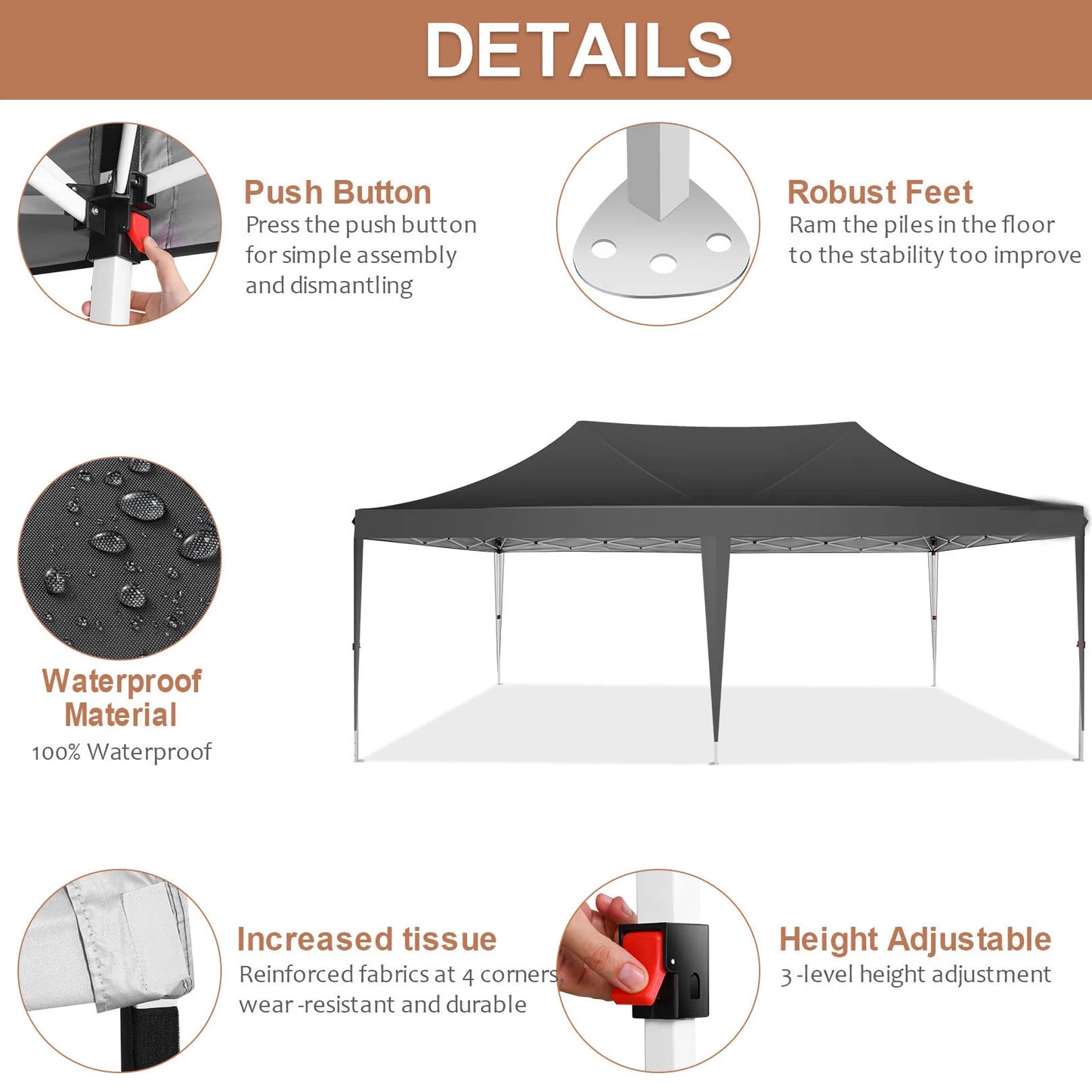 COBIZI Pop Up Canopy Gazebo With Six Sidewalls For Outdoor Events