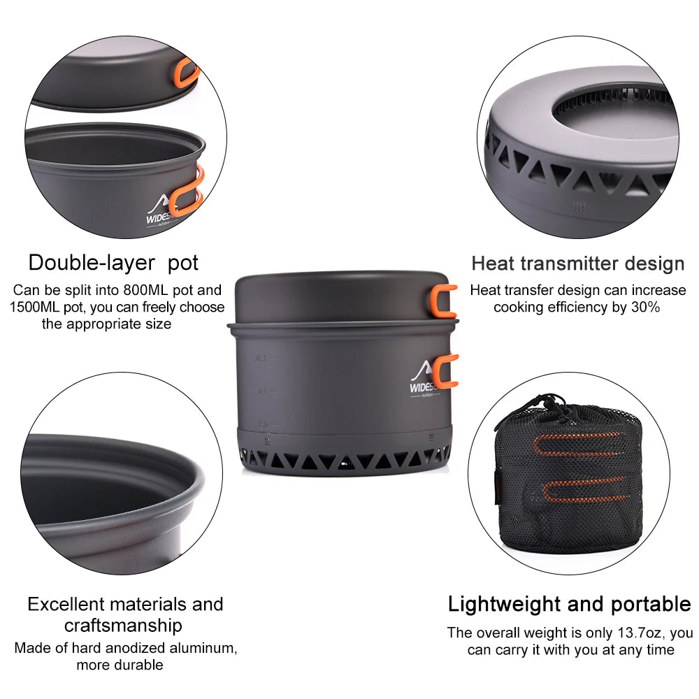 Widesea Portable Camping Cookware Set With Pot Kettle And Utensils
