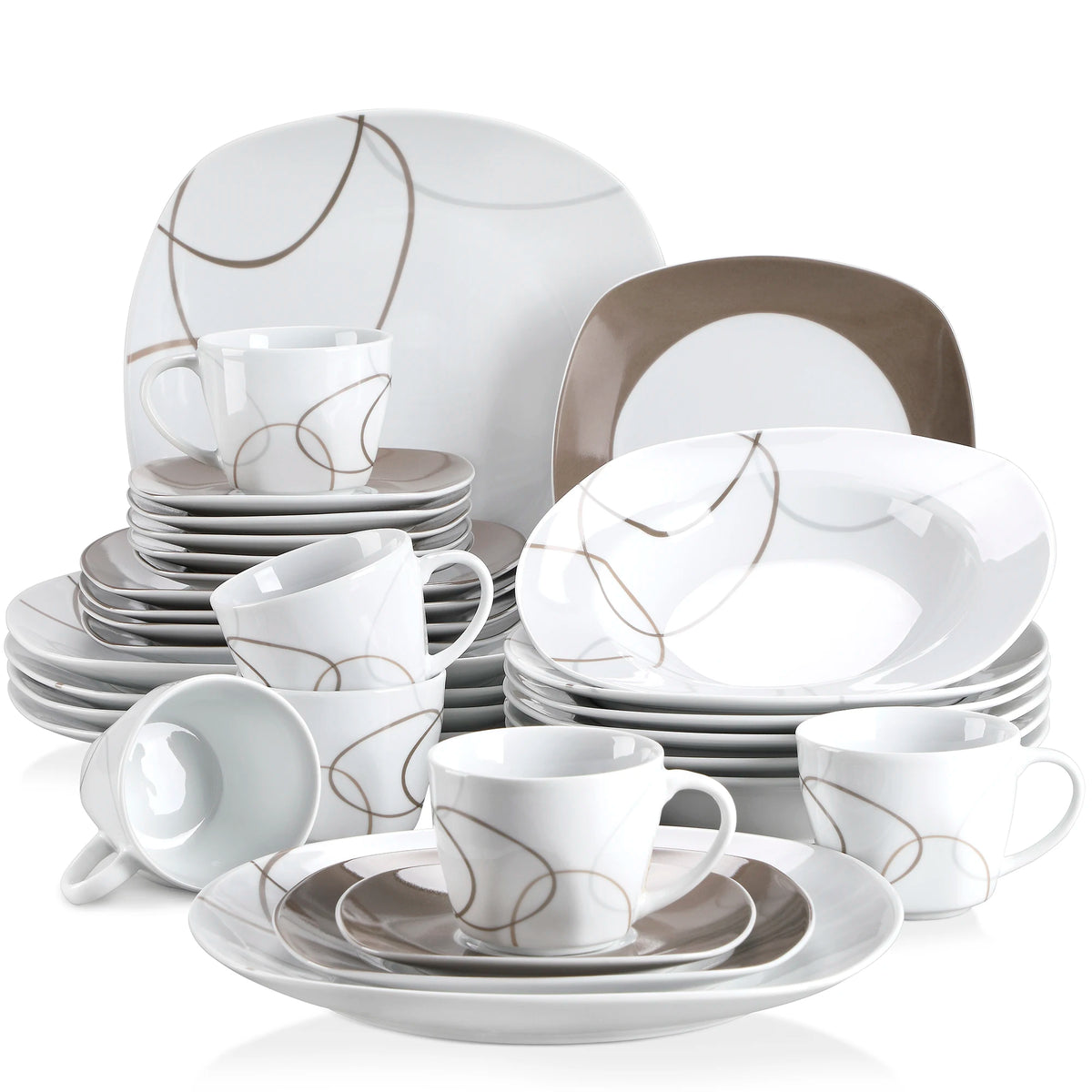 Malacasa Complete Porcelain Ceramic Dinnerware Set