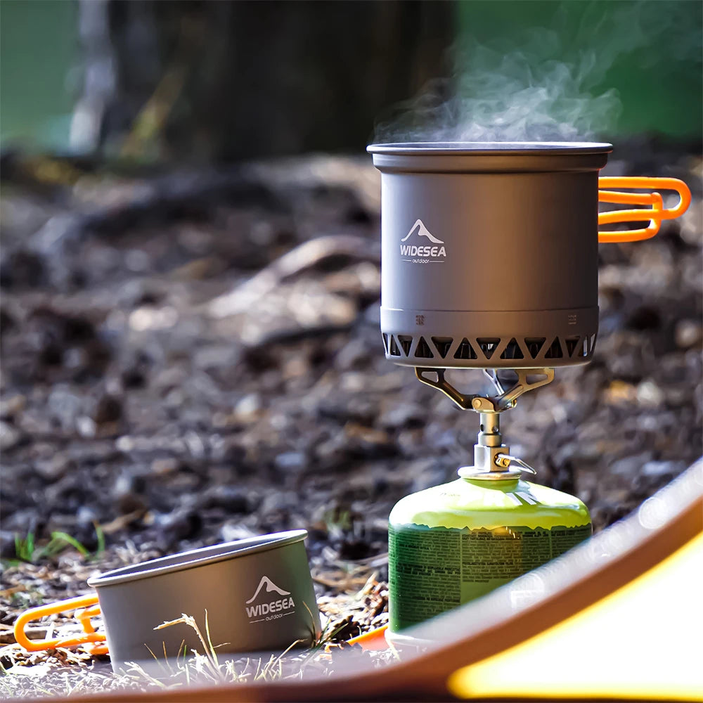 Widesea Portable Camping Cookware Set With Pot Kettle And Utensils
