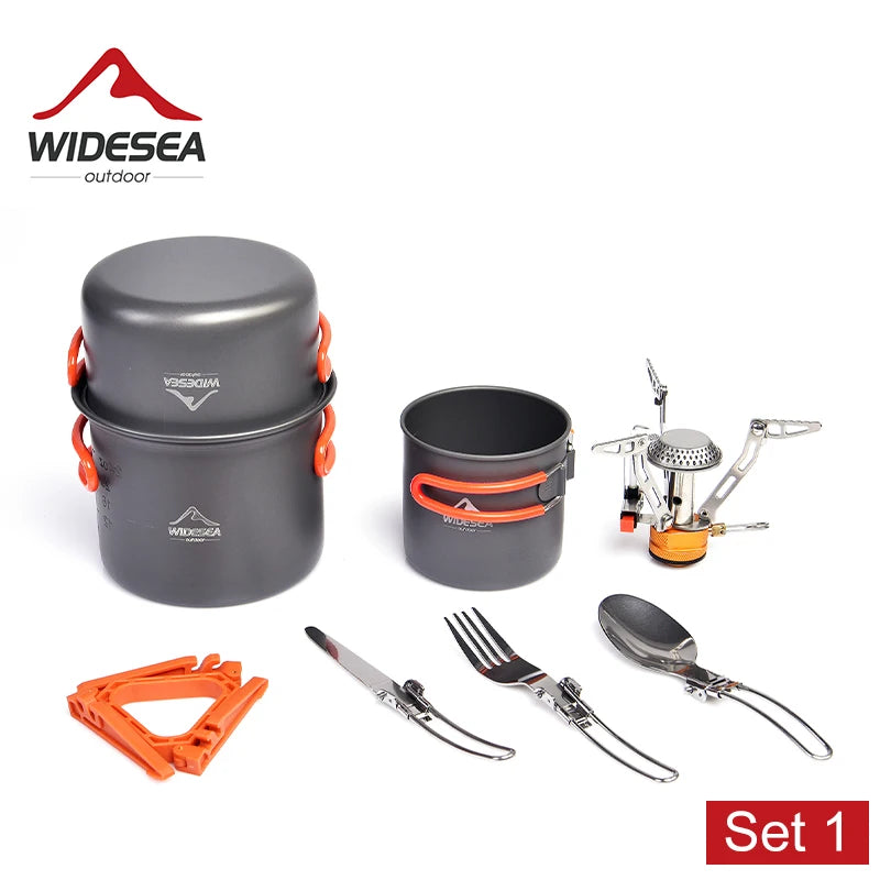 Widesea Camping Cookware Set Portable Stove Pot Kit With Utensils