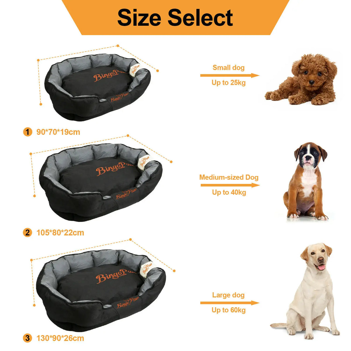 BINGOPAW Waterproof Orthopedic Dog Bed Washable Sofa Cushion