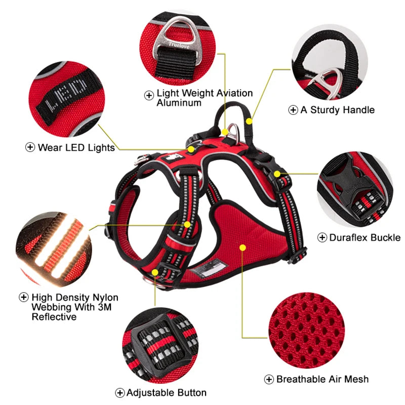 Truelove Reflective Adjustable Nylon Dog Harness For Walking
