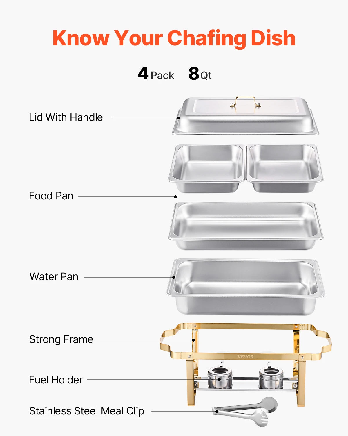 SucceBuy Chafing Dish Buffet Set Stainless Steel Chafer with Pans
