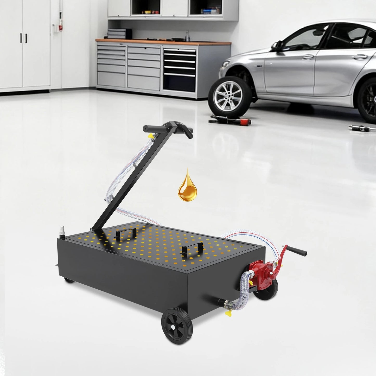 Bymaocar Oil Drain Pan With Rotary Pump And 7.2ft Hose
