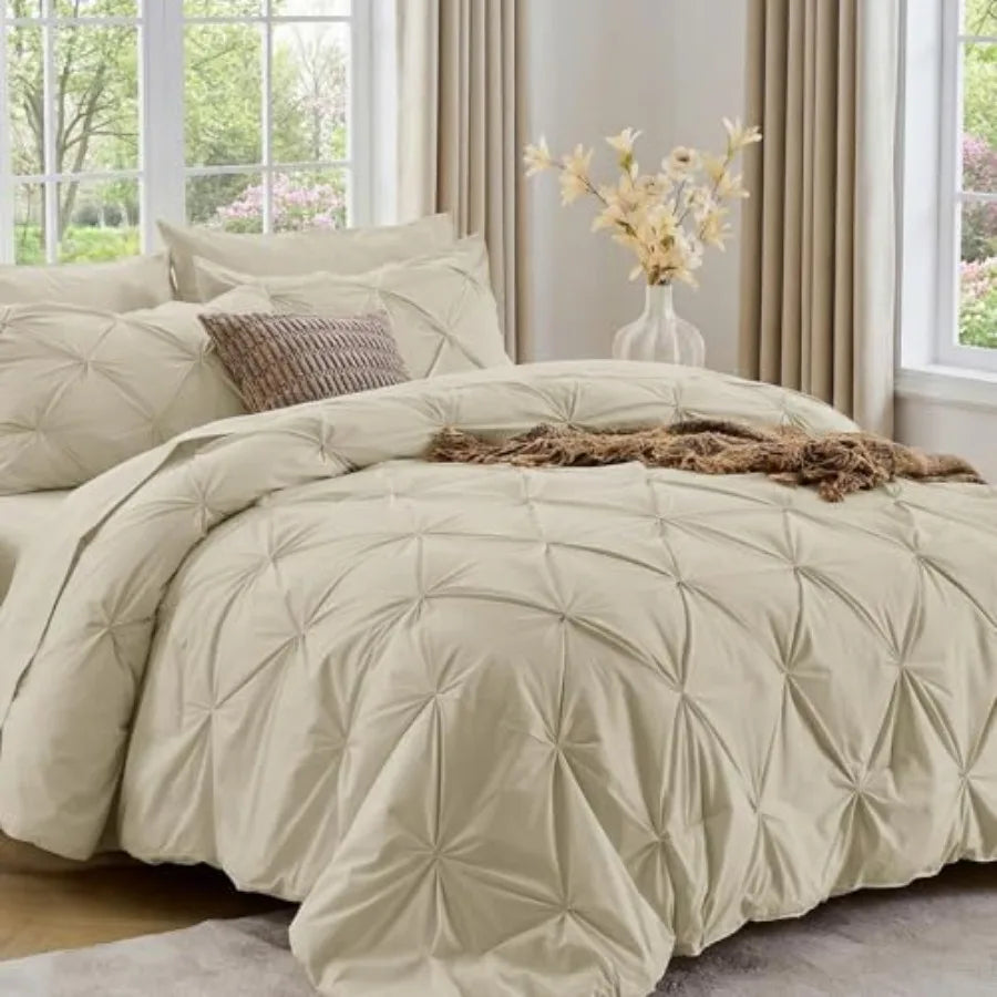 Pintuck All Season Comforter Set 7-Piece Bed in a Bag