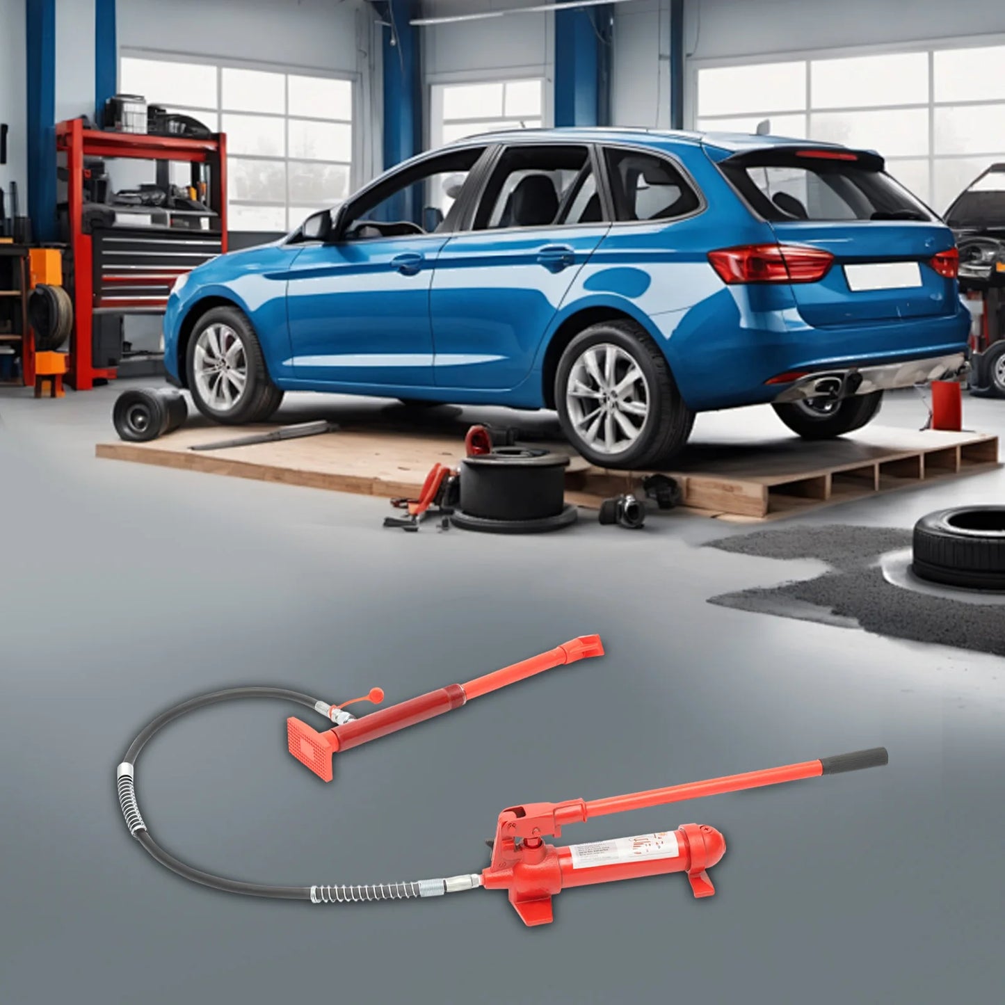 Bymaocar 15-Piece Automotive Body Repair Tool Kit Hydraulic Jack Set