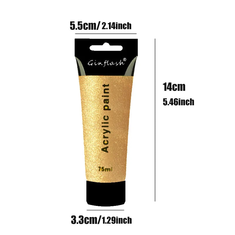 Ginflash 75M12/24colors 75ml/tube Acrylic Paints set Hand-painted wall painting textile paint colored waterproof