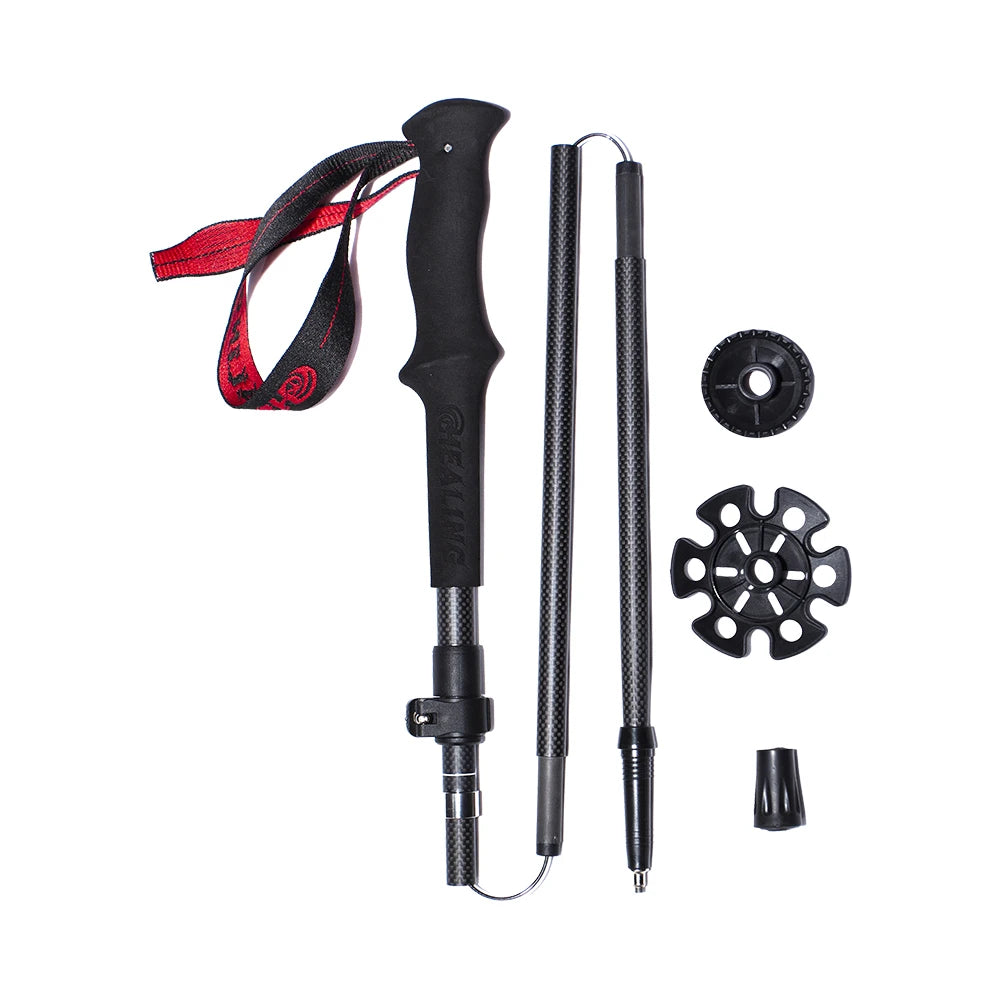 Local+ Ultralight Carbon Fiber Trekking Poles Outdoor Hiking Cane Folding Telescopic Nordic Mountain Climbing Pole Walking Stick