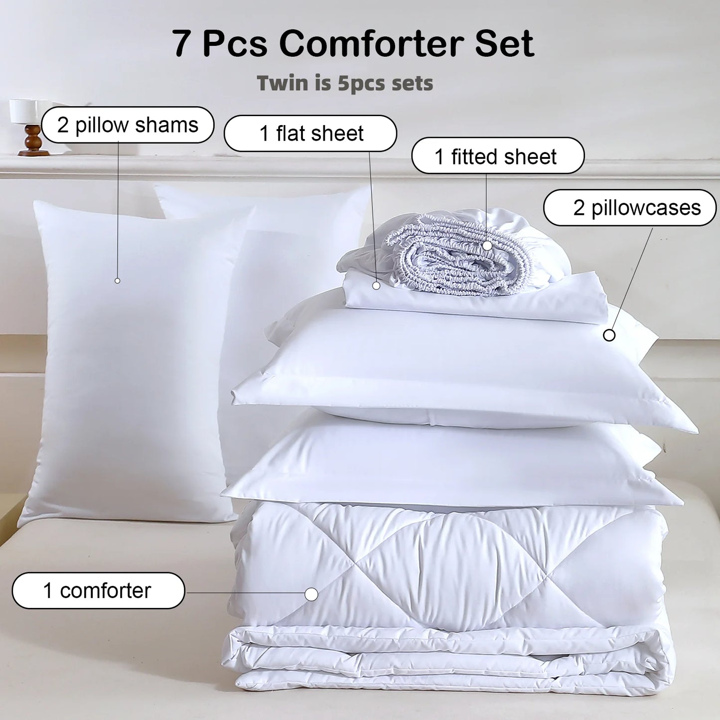 EasYum Seven Piece Bedding Set Includes Comforter And Sheets
