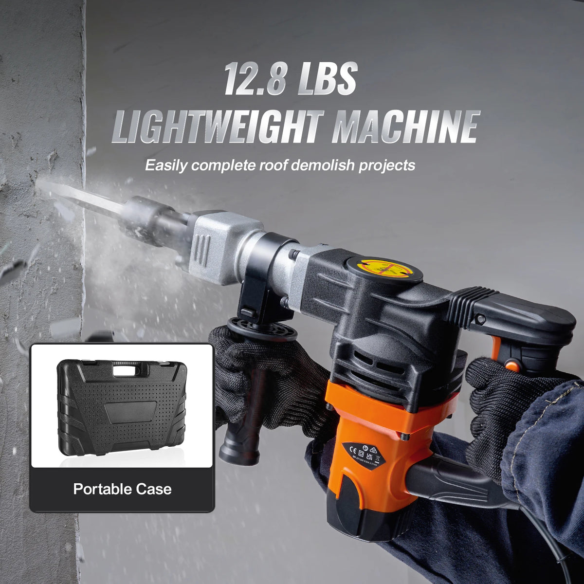 SucceBuy Electric Demolition Jack Hammer Concrete Breaker Heavy Duty With Chisels