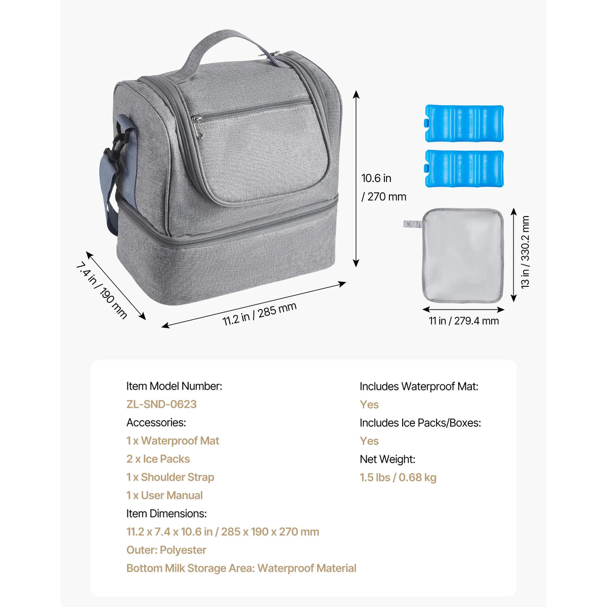SucceBuy Insulated Breast Pump Bag Travel Carrying Case