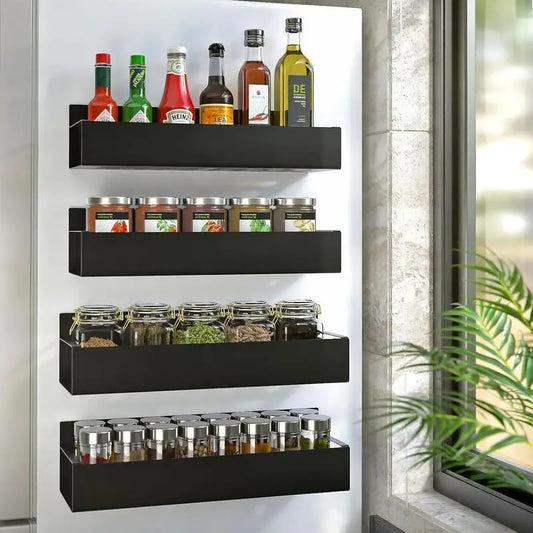Stainless Steel Magnetic Spice Rack For Refrigerator Kitchen Organizer Shelf