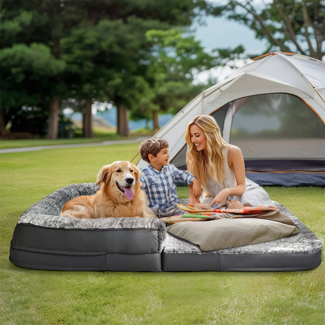 BINGOPAW Giant Foldable Calming Dog Bed With Plush Orthopedic Support