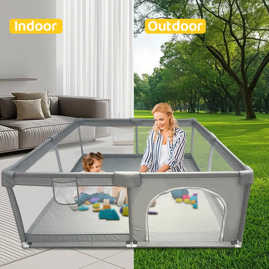 IMBABY Baby Playpen Gray Baby Activity Fence Large Baby Playground Safety Activities for Babies Games Park Playpen for Children