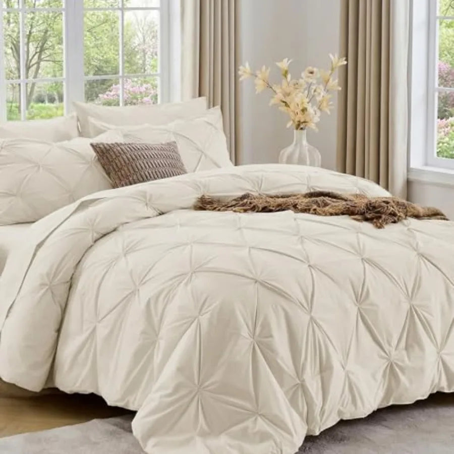 Pintuck All Season Comforter Set 7-Piece Bed in a Bag