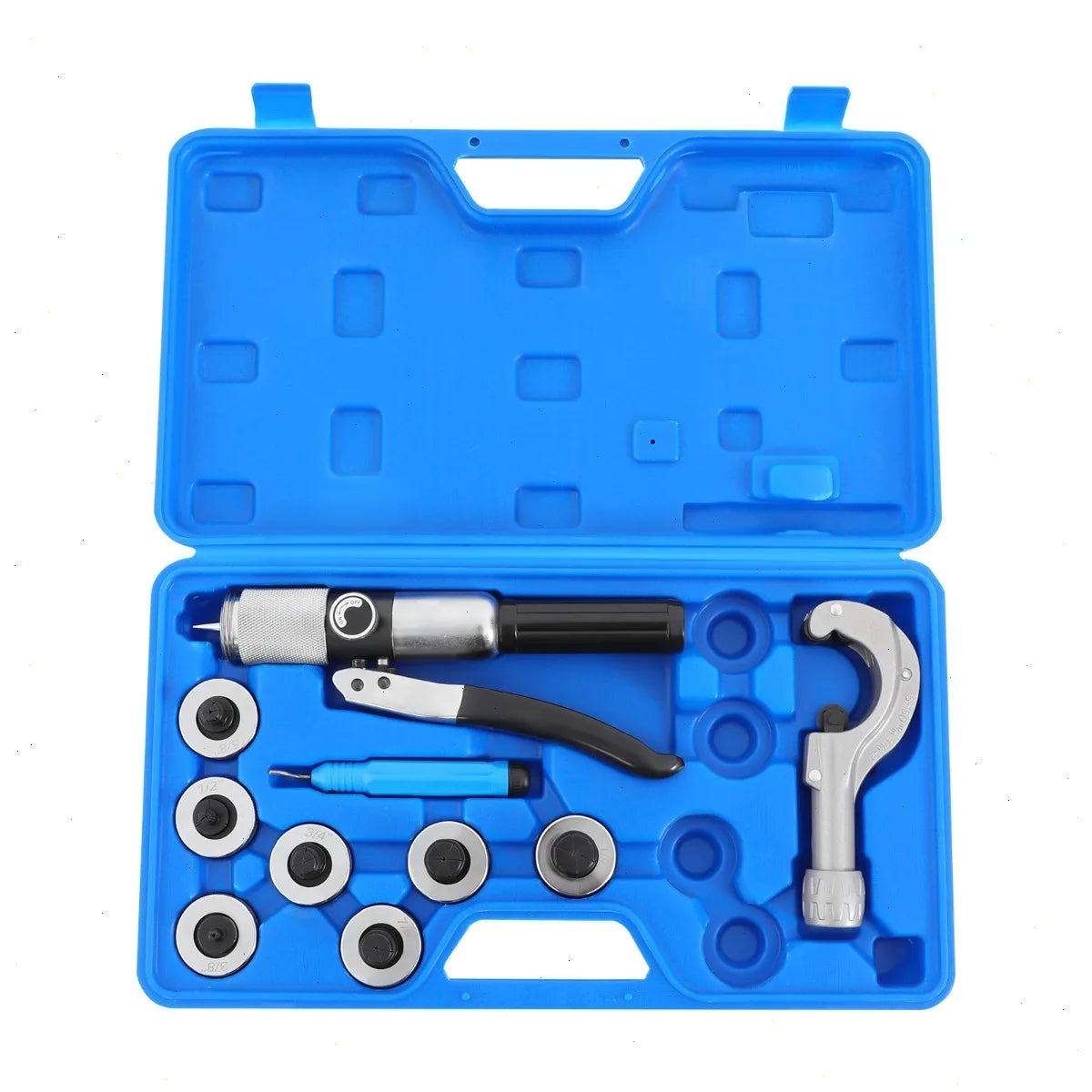 Hydraulic Tube Expander Tool,  Pipe Flaring Kit for Metalworking, 7 Interchangeable Heads （3/8'', 1/2'', 5/8'', 3/4'', 7/8'', 1'', 1-1/8''）, Strong Wear Resistance, Easy Installation, Industrial CNC Pipe Expansion