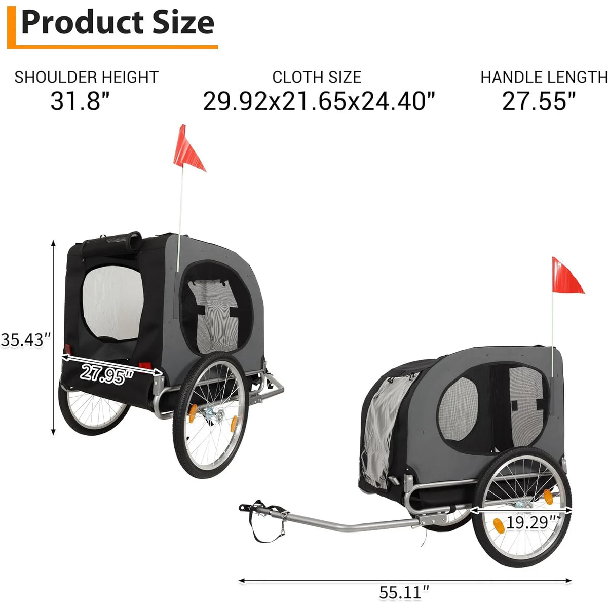 HiMiss Collapsible Dog Bike Trailer And Jogging Stroller