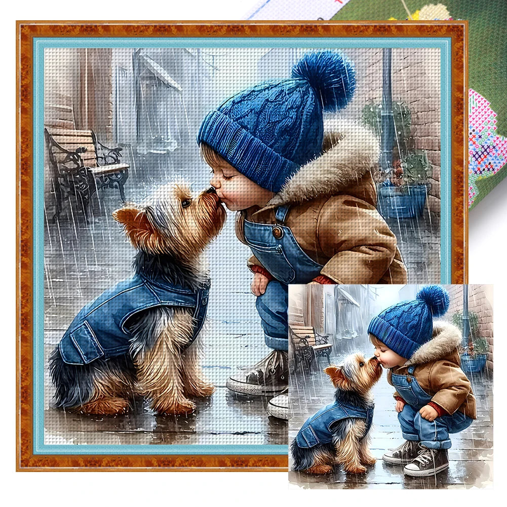 Jaysuing Full Embroidery Eco Cotton 11CT Cross Stitch Kit Boy Portrait