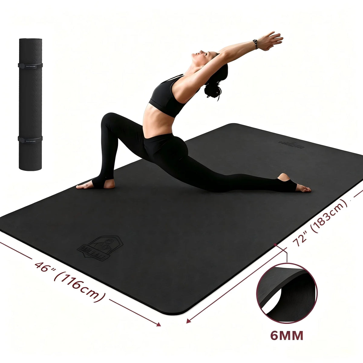 HAPBEAR Extra Large TPE Yoga Mat With Carrying Straps