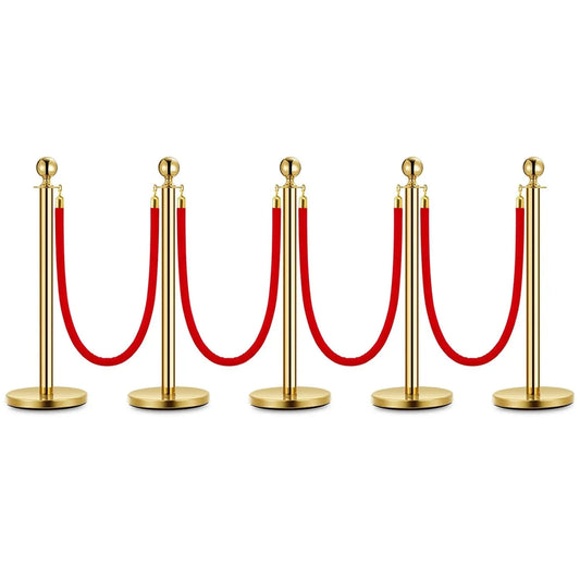 HiMISS Gold Stanchions With Red Velvet Ropes For Crowd Control