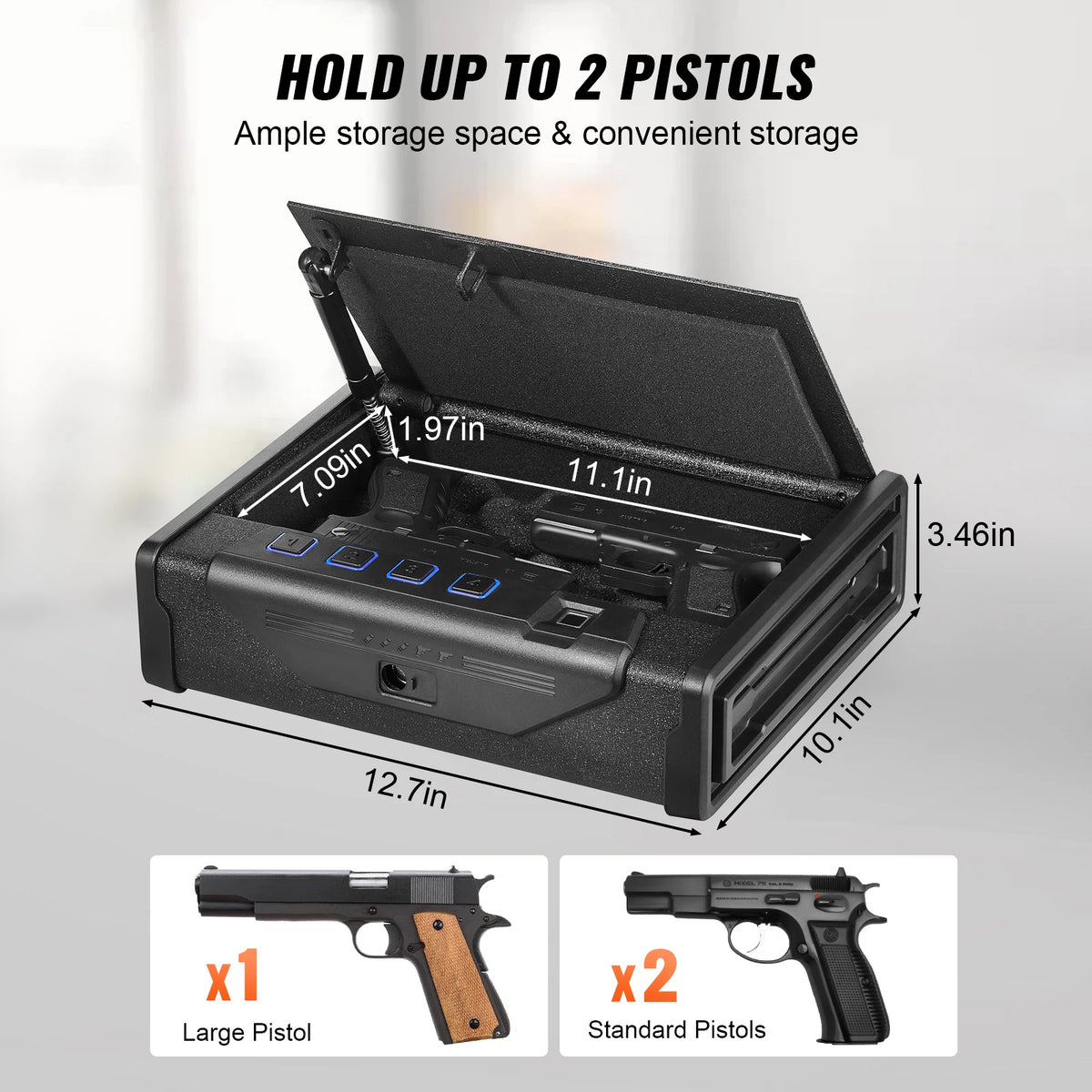 VEVOR Quick Access Pistol Safe Steel Firearm Lockbox For Home