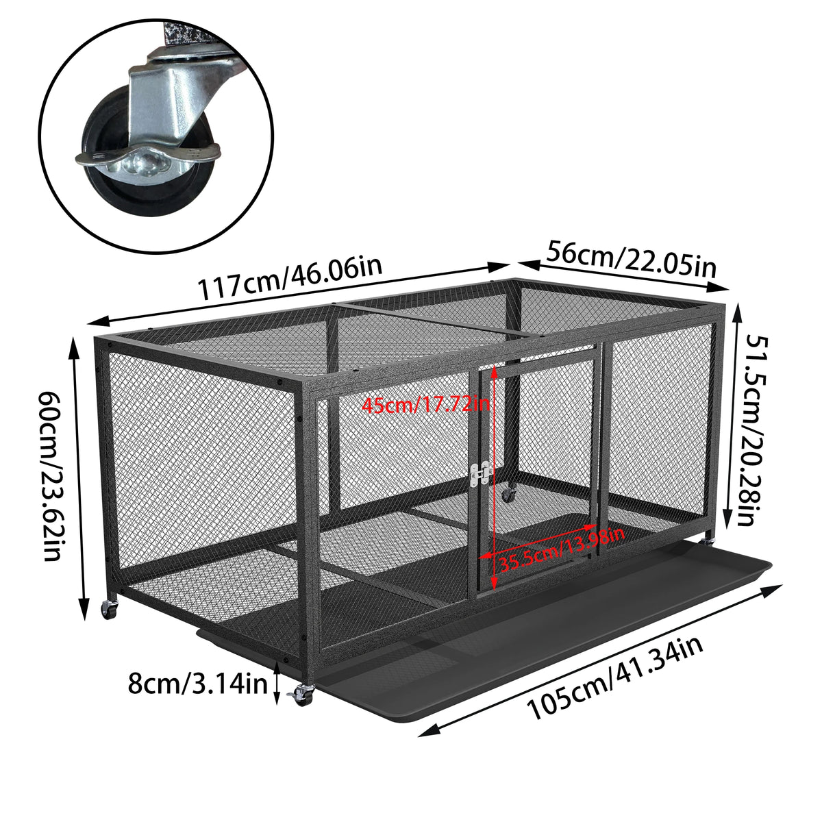 Borwart Heavy Duty Metal Chicken Coop With Tray And Wheels